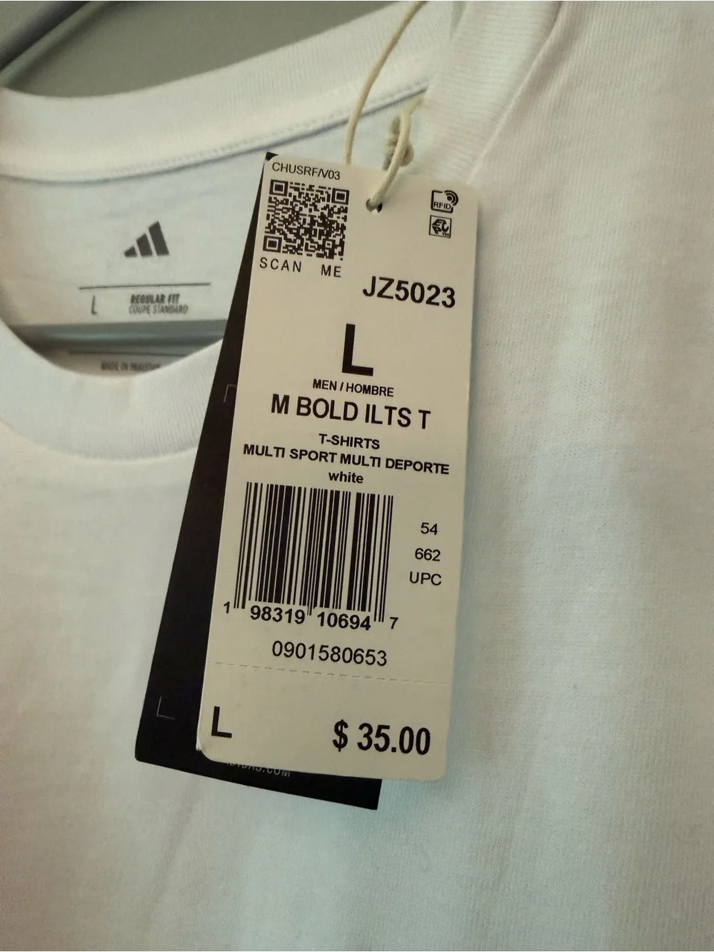 adidas White Short Sleeve Tee